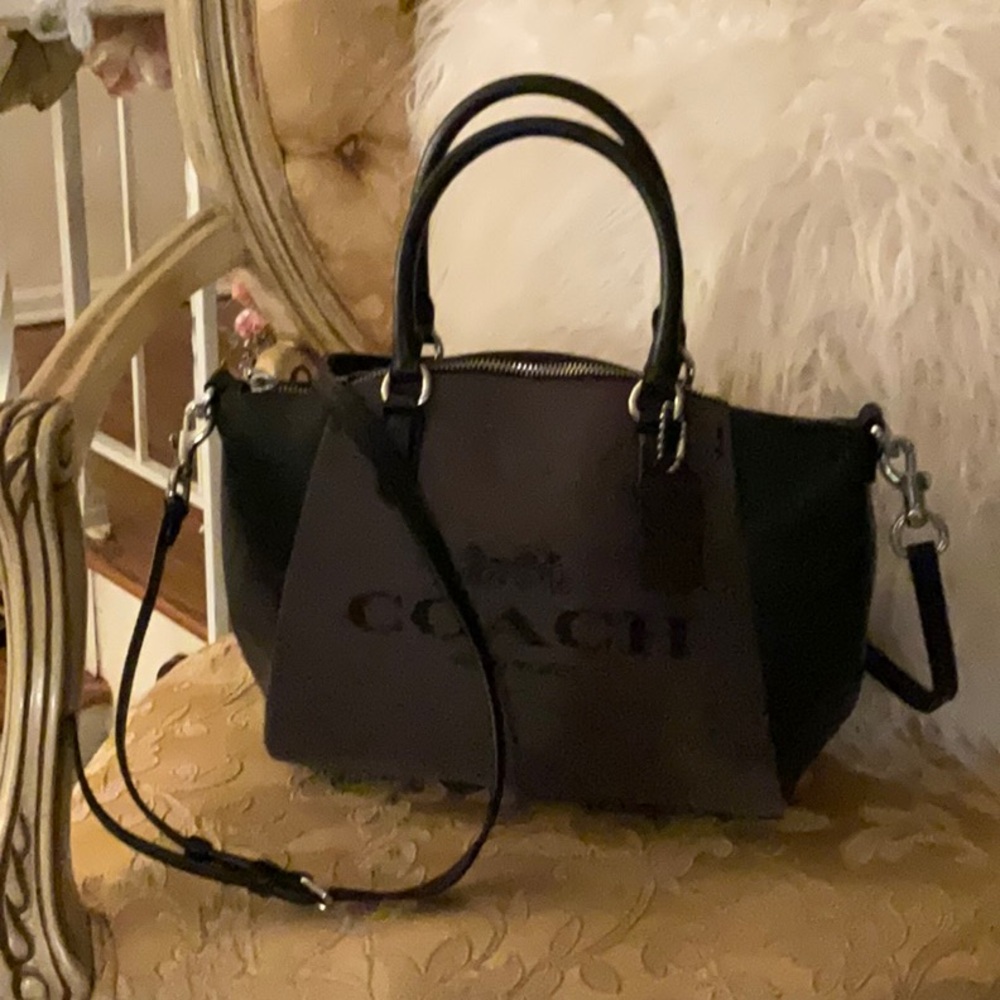 Coach Black and Brown Satchel with Structured Design